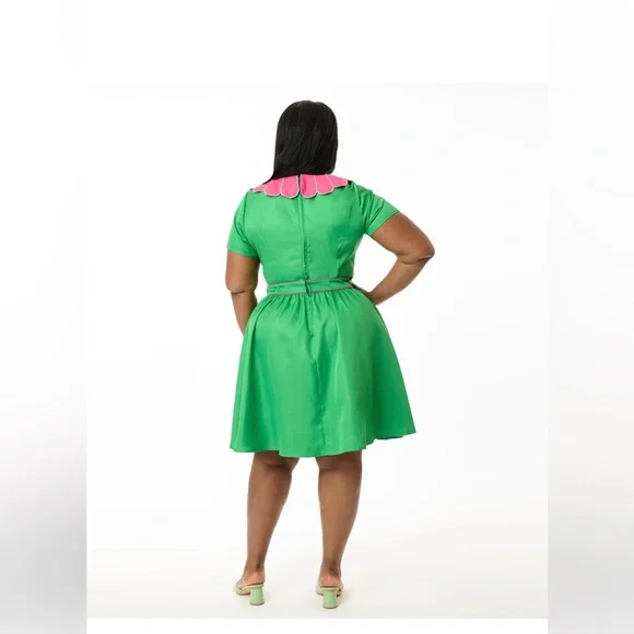 Unique Vintage Green and Pink Dress - Picture 4 of 12